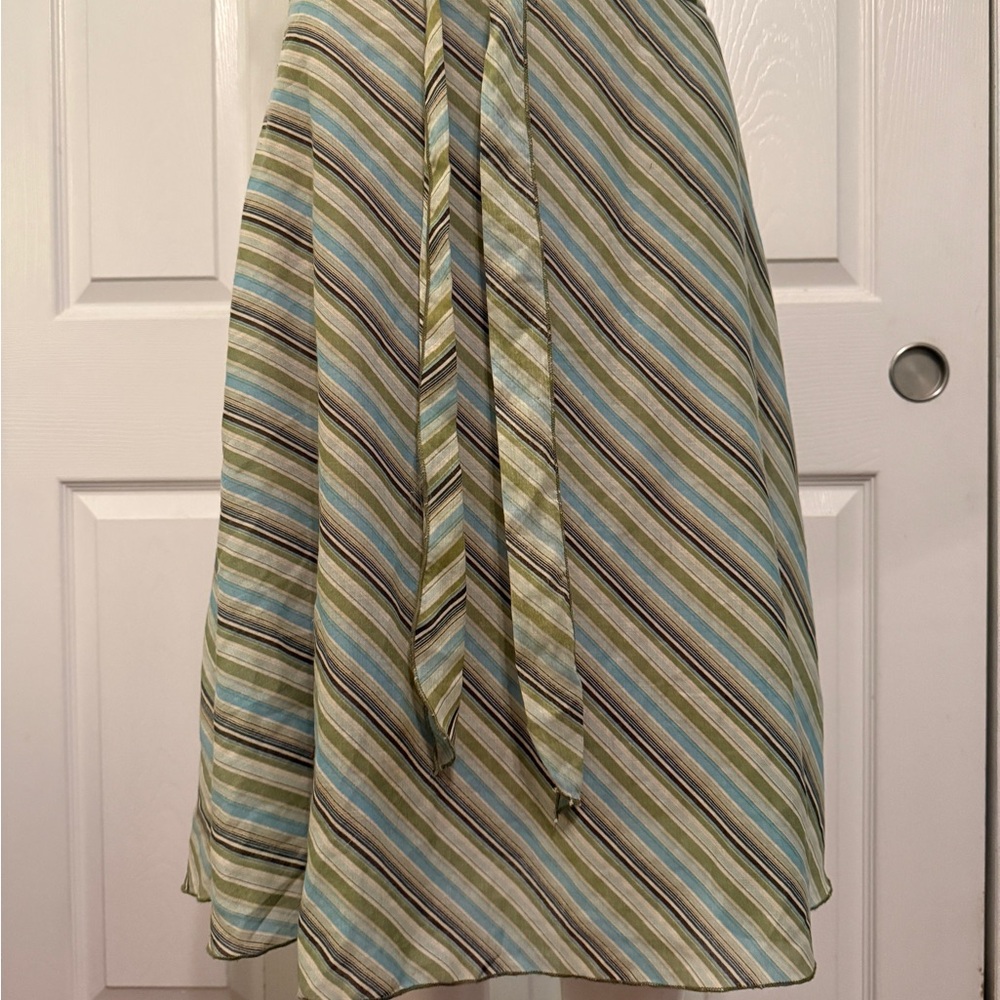 Flamingo Green Blue Brown Midi A-Line Skirt